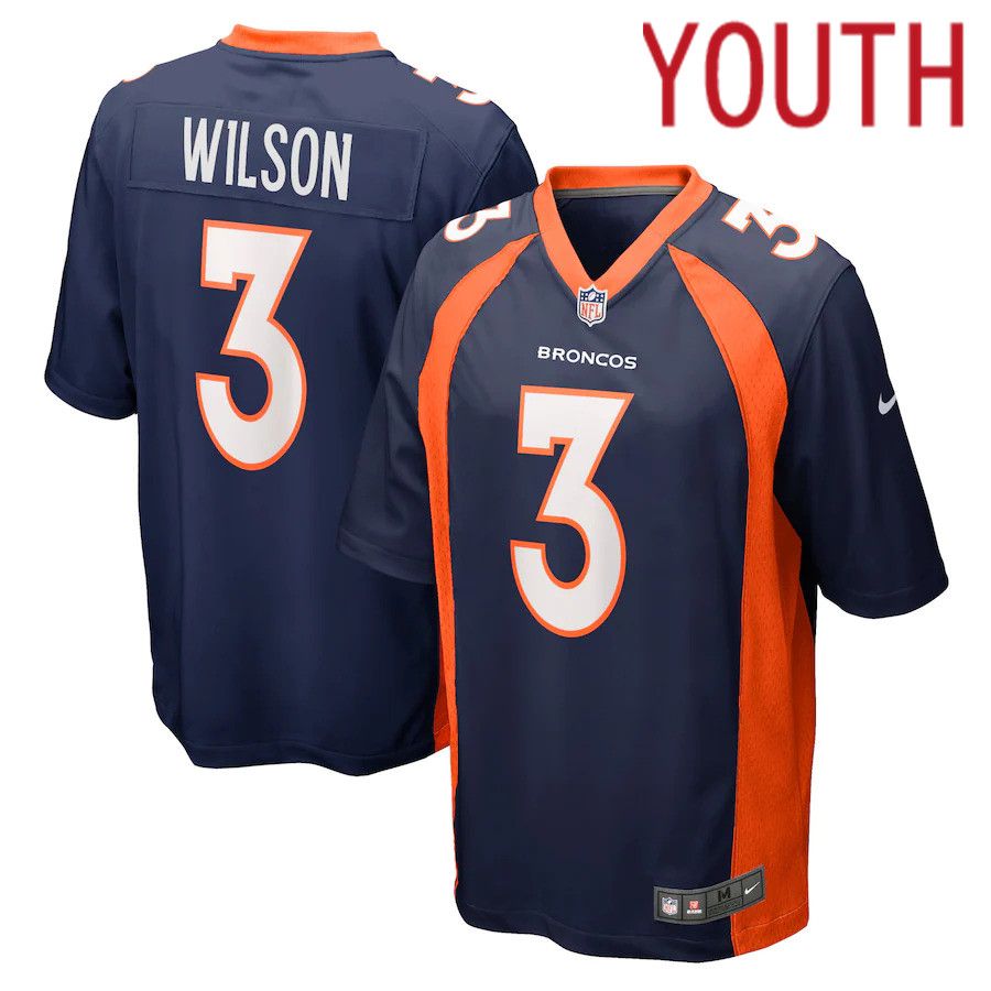 Youth Denver Broncos #3 Russell Wilson Nike Navy Alternate Game NFL Jersey